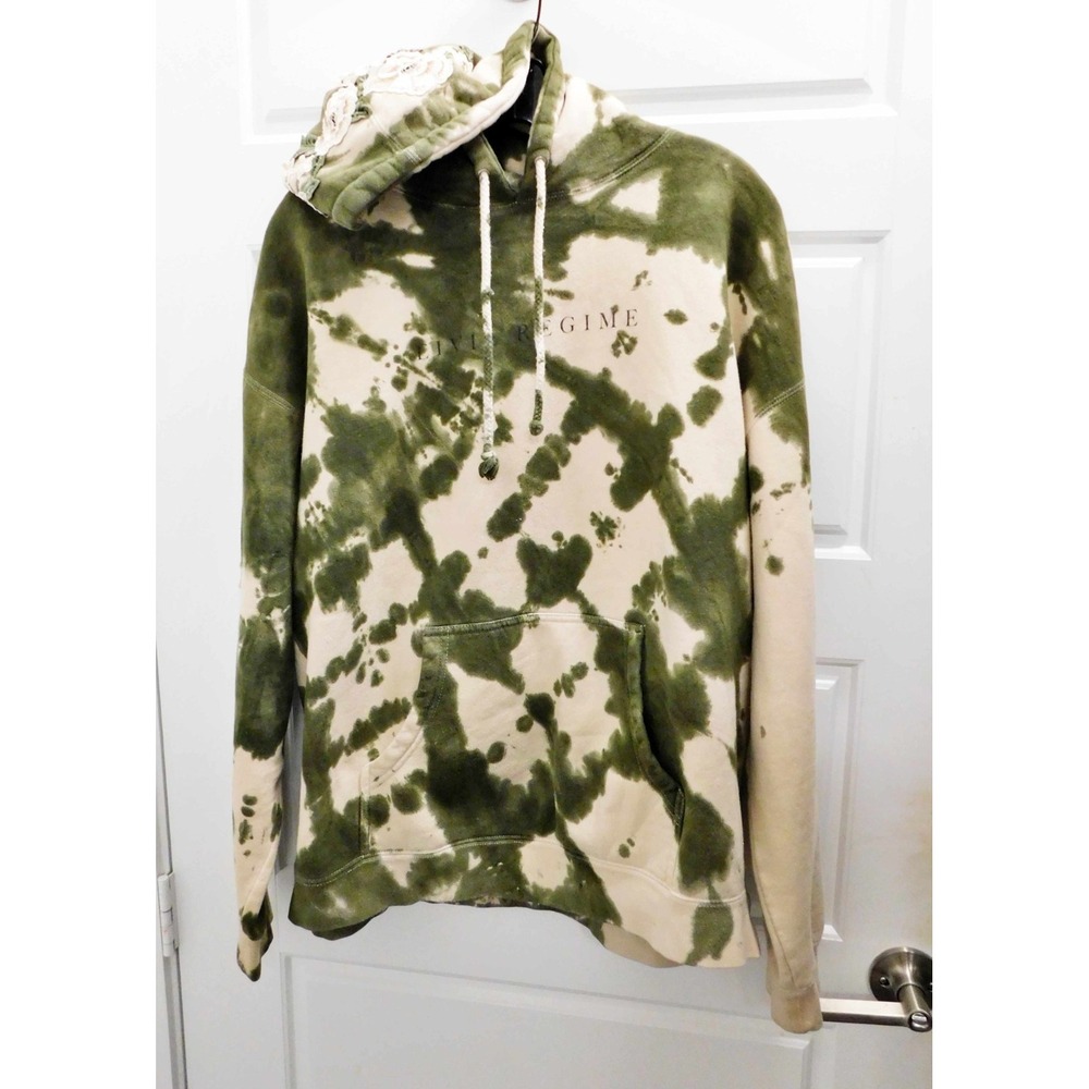 Civil Regime White Green Tie Dye Pullover Hoodie White Rose sz L